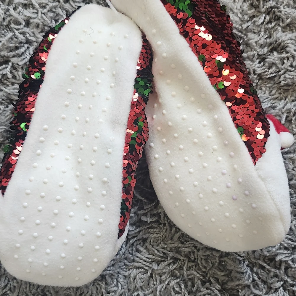 Target Red and Green Sequin Santa Slippers